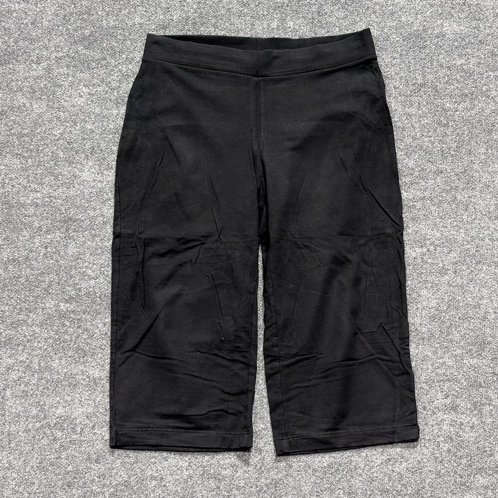 Pure Jill Pants Womens 1X Black Full Leg Cropped Jersey Pull On Stretch Comfort